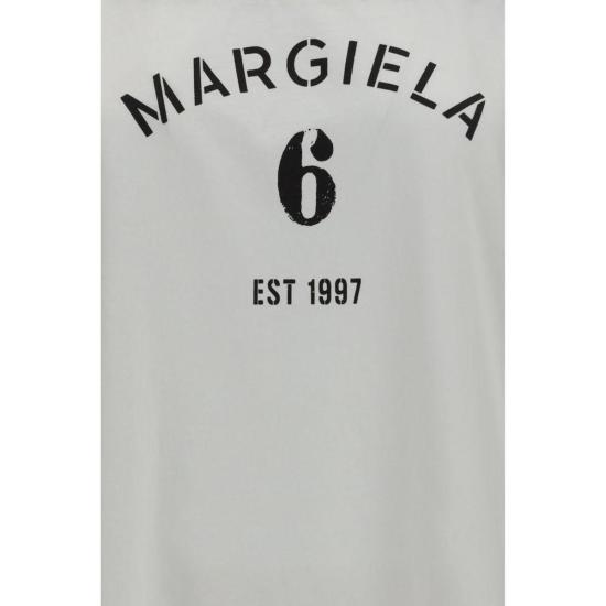  MM6 메종마르지엘라 긴팔 티셔츠 Mm6 메종 마르지엘라 프린트 시스루 패널  화이트 - MM6 MAISON MARGIELA
