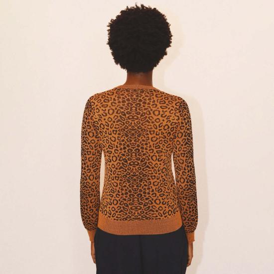  에올라스 가디건 에밀리 카디건 오커 레오파드 - EOLAS