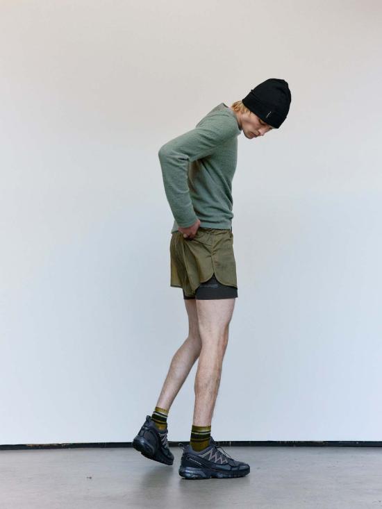  새티스파이 긴팔 티셔츠 Satisfy Running Fuzz Merino Long Tee Vetiver - SATISFY