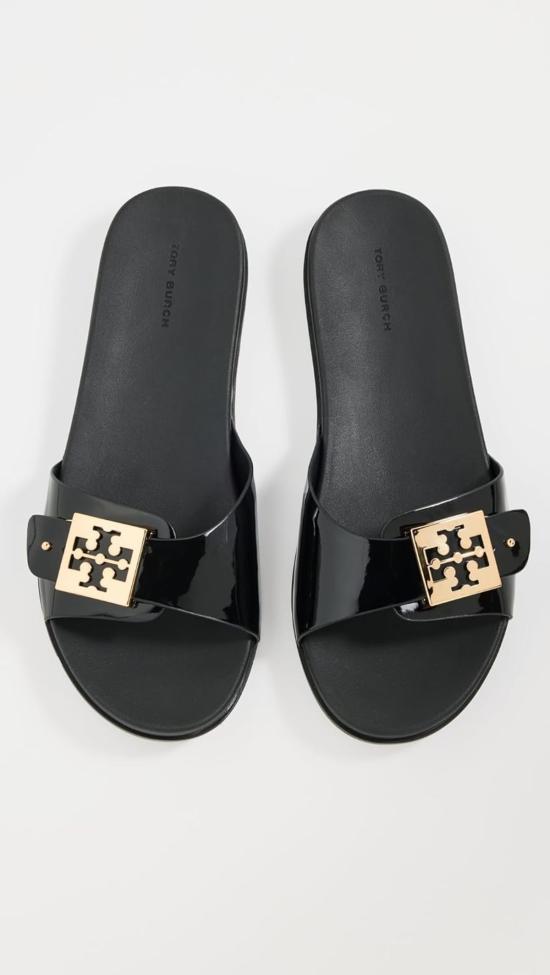  토리버치 뮬/슬리퍼 버클 슬라이드 퍼펙트 블랙/골드 - TORY BURCH