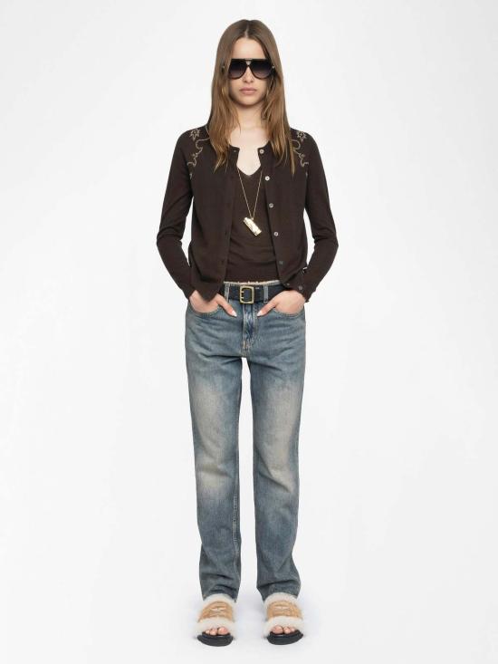  자딕앤볼테르 가디건 Zadig & Voltaire Missya 캐시미어 카디건 다크 초콜릿 - ZADIG & VOLTAIRE