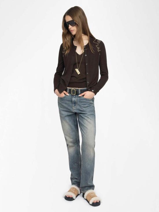  자딕앤볼테르 가디건 Zadig & Voltaire Missya 캐시미어 카디건 다크 초콜릿 - ZADIG & VOLTAIRE