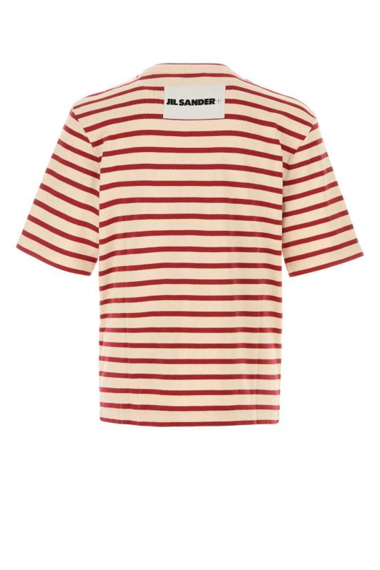  질샌더 반팔 티셔츠 질 샌더 자수 코튼 티셔츠 솔티 레드 - JIL SANDER