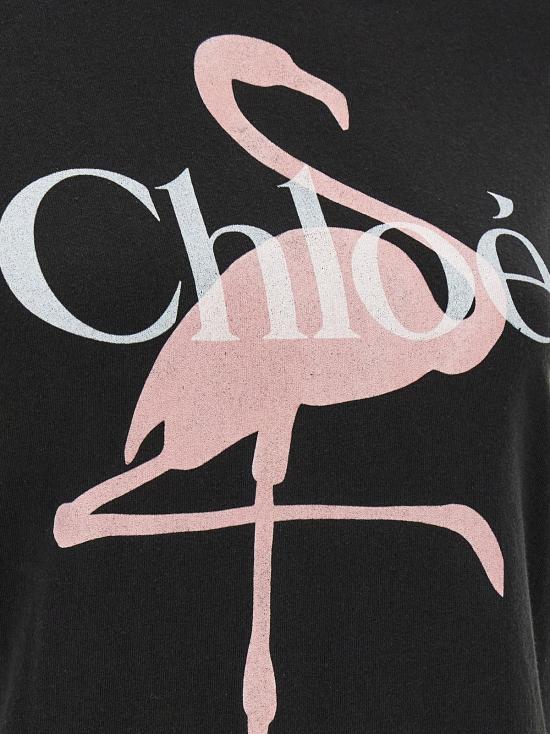  끌로에 반팔 티셔츠 코튼 티셔츠 블랙 - CHLOE