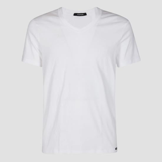 26FW 톰포드 V넥 반팔 티셔츠 T4M09 1040100 White