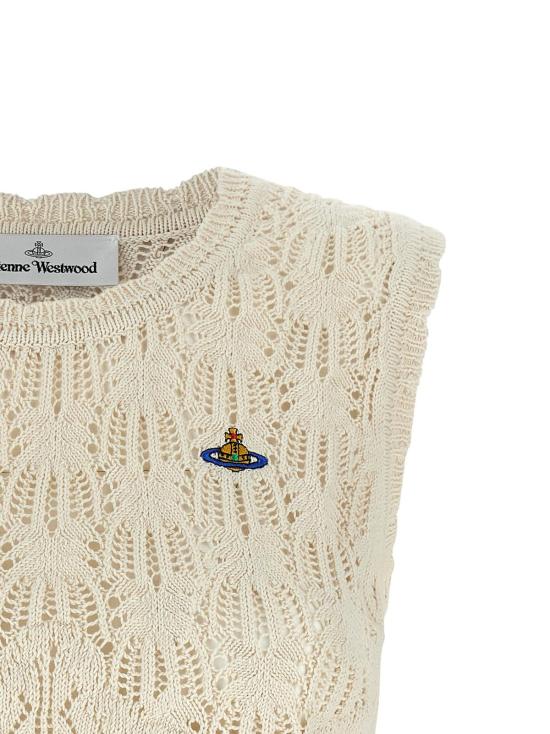  비비안웨스트우드 민소매 티셔츠 비비안 웨스트우드 엘라 프로스트 플라워 민소매 티셔츠 베이지 - VIVIENNE WESTWOOD