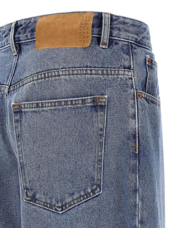  MM6 메종마르지엘라 데님 팬츠 Mm6 메종 마르지엘라 와이드 레그 진 블루 - MM6 MAISON MARGIELA