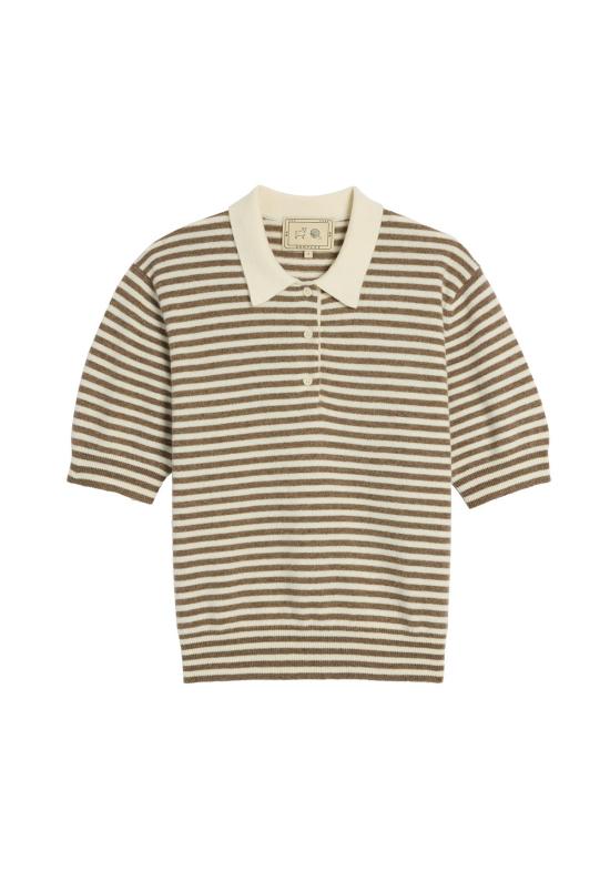  데미리 뉴욕 폴로 티셔츠 데밀리 아멜리아 스트라이프 캐시미어 폴로 탑 - DEMYLEE