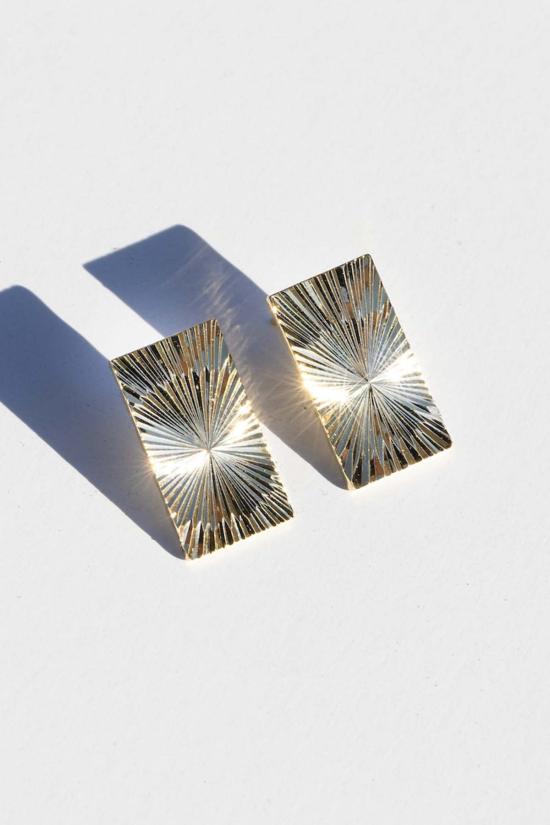  네이티브잼 이어링 천연 보석 햇살 무늬 금 귀걸이 - NATIVE GEM