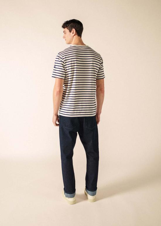 세인트제임스 반팔 티셔츠 Saint James Usa Plouider Ii Breton T 셔츠 Ecru/Navy - SAINT JAMES