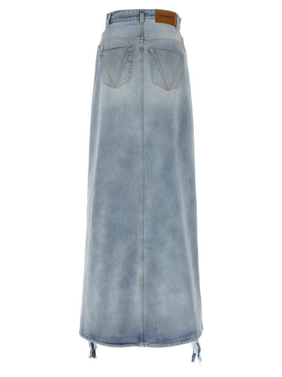  베트멍 데님 스커트 디스트로이드 데님 맥시 스커트 블루 - VETEMENTS