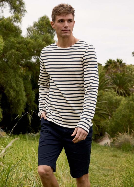  세인트제임스 긴팔 티셔츠 Saint James Meridien Moderne Breton 셔츠 Ecru/Navy