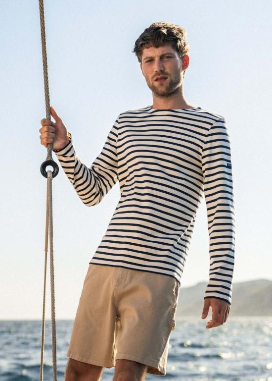  세인트제임스 긴팔 티셔츠 Saint James Meridien Moderne Breton 셔츠 Ecru/Navy - SAINT JAMES