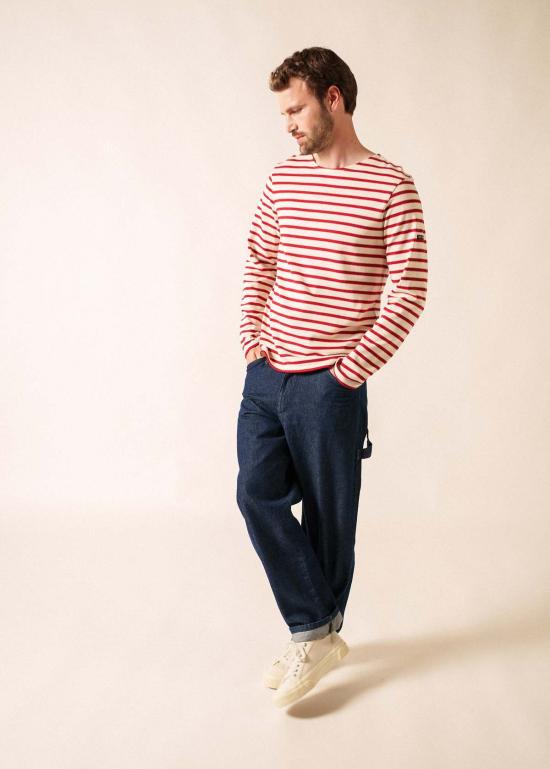  세인트제임스 긴팔 티셔츠 Saint James Meridien Moderne Breton 셔츠 에크루/마룬 - SAINT JAMES