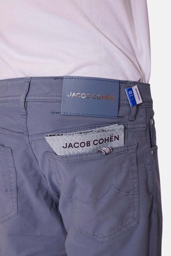  야콥코헨 스트레이트 팬츠 Jacob Cohen Bard 소프트 트윌 가죽 패치 청바지 슬레이트 블루 - JACOB COHËN