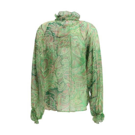  에트로 블라우스 투톤 실크 패턴 셔츠 - ETRO