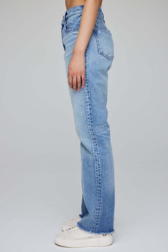 마우지 데님 팬츠 Moussy Ashleys 와이드 스트레이트 진 라이트 블루 - MOUSSY
