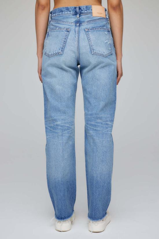  마우지 데님 팬츠 Moussy Ashleys 와이드 스트레이트 진 라이트 블루 - MOUSSY