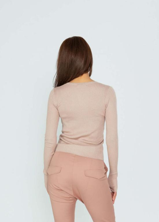  브라조 트리콧 긴팔 티셔츠 브라조 트리코 리브드 올 썸 티슈 탑 클레이 - BRAZEAU TRICOT