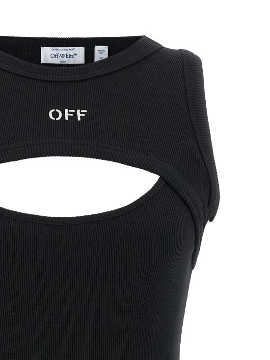  오프화이트 숏 원피스 오프 스탬프 코튼 숏 드레스 - OFF WHITE