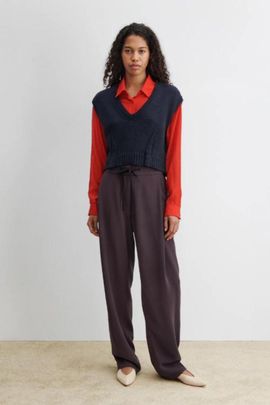  레이첼 코미 민소매 티셔츠 코르사 탑 네이비 - RACHEL COMEY