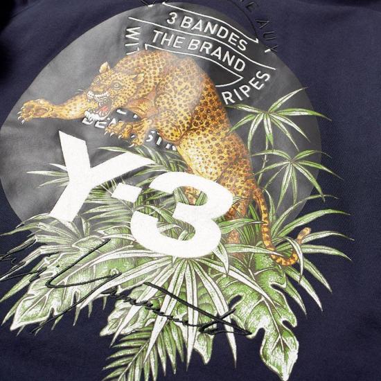  와이쓰리 후드 티셔츠 Y 3 자수 레오파드 후디 레전드 블루 - Y-3