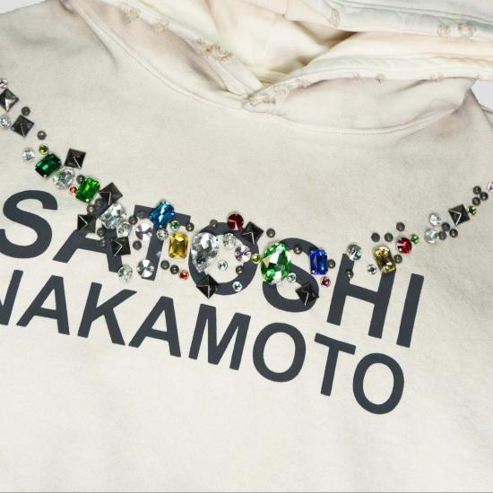  사토시 나카모토 후드 티셔츠 목걸이 후드티 화이트 - SATOSHI NAKAMOTO