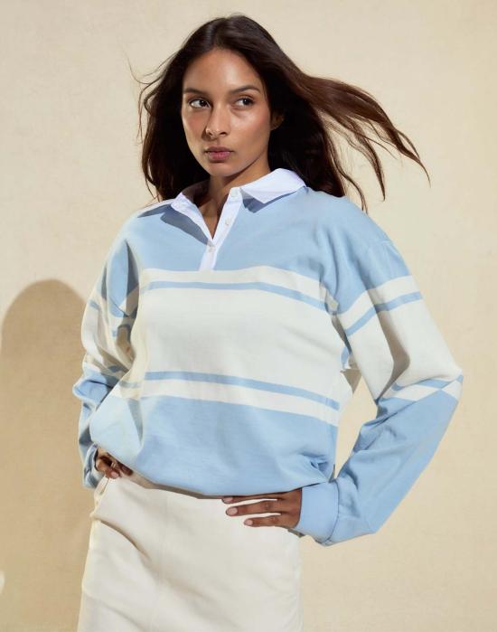  신시아 로리 폴로 티셔츠 신시아 로울리 아르디 스트라이프 럭비 셔츠 블루/화이트 - CYNTHIA ROWLEY