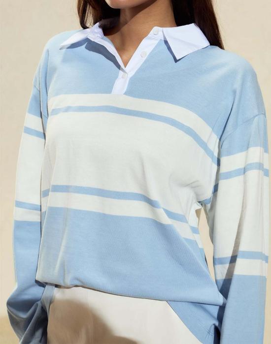 신시아 로리 폴로 티셔츠 신시아 로울리 아르디 스트라이프 럭비 셔츠 블루/화이트 - CYNTHIA ROWLEY