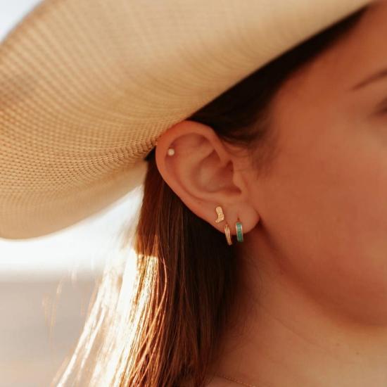 ROMI THE BRAND 이어링 로미 아즈 터쿼이즈 후프 귀걸이 골드 - ROMI THE BRAND