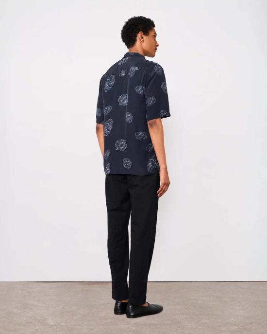 26SS 오피신 제네랄 셔츠 Officine Generale Eren  비스코스 크레이프 블랙 크림 - OFFICINE GENERALE