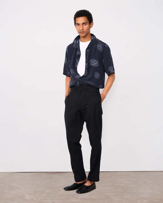 26SS 오피신 제네랄 셔츠 Officine Generale Eren  비스코스 크레이프 블랙 크림 - OFFICINE GENERALE