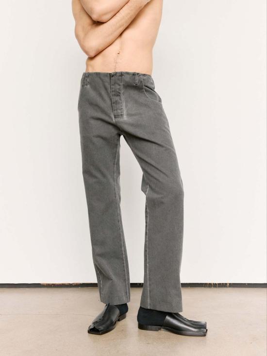  가브리엘라 콜 가먼츠 스트레이트 팬츠 Gabriela Coll Garments No.305 캔버스 벨트 루프 바지 워시드 블랙
