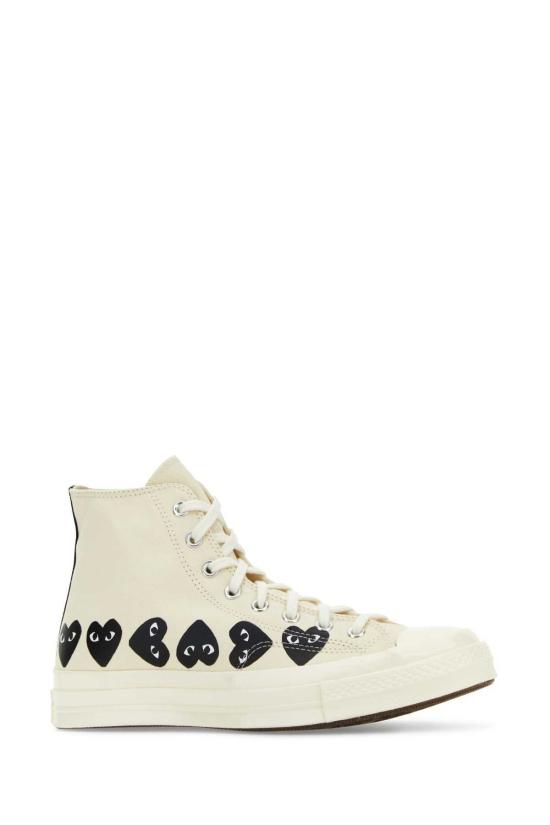  꼼데가르송 스니커즈 꼼 데 가르송 플레이 아이보리 캔버스 꼼 데 가르송 X 컨버스  화이트 - COMME DES GARCONS