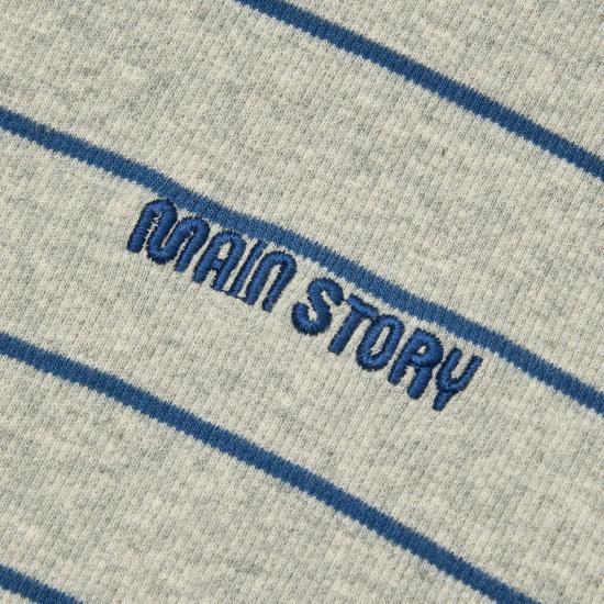  [키즈] 메인 스토리 티셔츠 키즈  롤넥 립 그레이 멜란지 스트라이프 - MAIN STORY