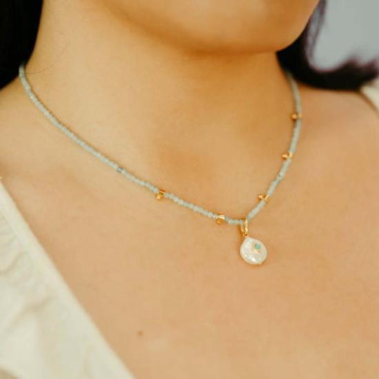  시에라 윈터 주얼리 목걸이/팬던트 오로라 목걸이 아쿠아마린/골드 베르메일 - SIERRA WINTER JEWELRY