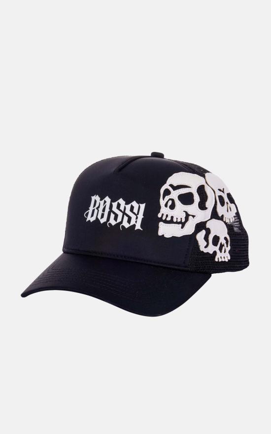  보씨 모자 Bossi Skull Trucker Hat 블랙/화이트