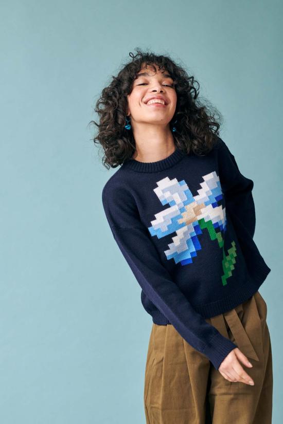  지지 니트웨어 스웨터 픽셀 플라워 - GIGI KNITWEAR