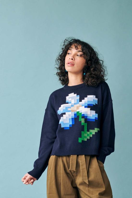  지지 니트웨어 스웨터 픽셀 플라워 - GIGI KNITWEAR