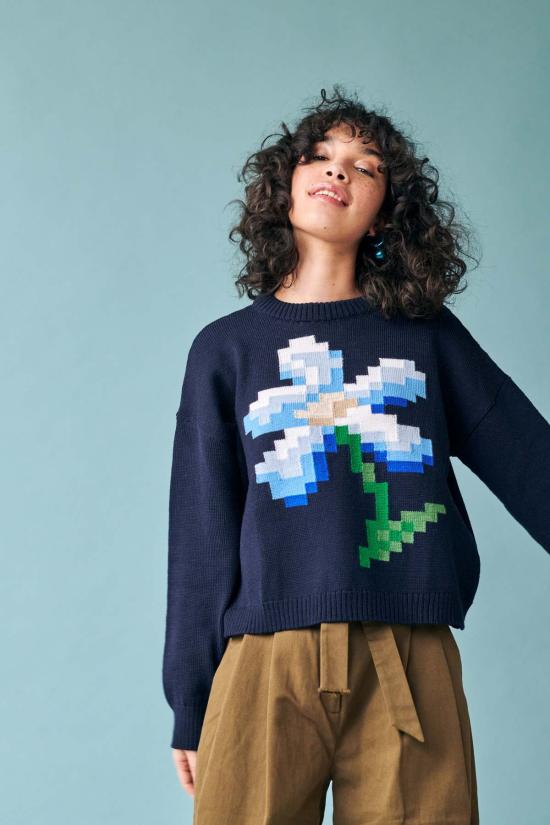  지지 니트웨어 스웨터 픽셀 플라워 - GIGI KNITWEAR