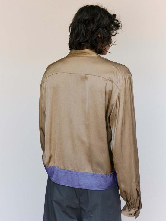  드리스 반 노튼 셔츠 드리스 반 노텐 스트라이프 새틴 카엘 - DRIES VAN NOTEN
