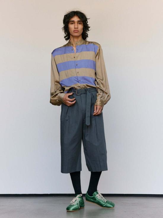  드리스 반 노튼 셔츠 드리스 반 노텐 스트라이프 새틴 카엘 - DRIES VAN NOTEN