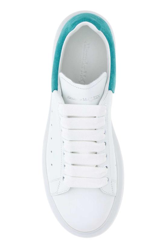  알렉산더 맥퀸 스니커즈 화이트 가죽에 바다색 스웨이드 힐 - ALEXANDER MCQUEEN