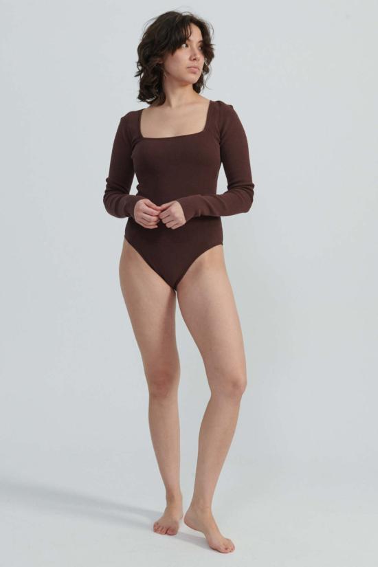  어피스 어파트 바디수트 티셔츠 Apiece Apart Marjetta Bodysuit Chocolate