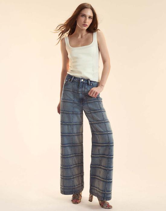  신시아 로리 데님 팬츠 신시아 로울리 윈도페인 와이드 레그 진 라이트 워시 - CYNTHIA ROWLEY