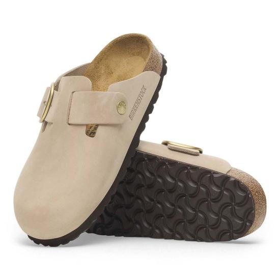  버켄스탁 뮬/슬리퍼 보스턴 빅 버클 누벅 가죽 내로우 클로그 - BIRKENSTOCK