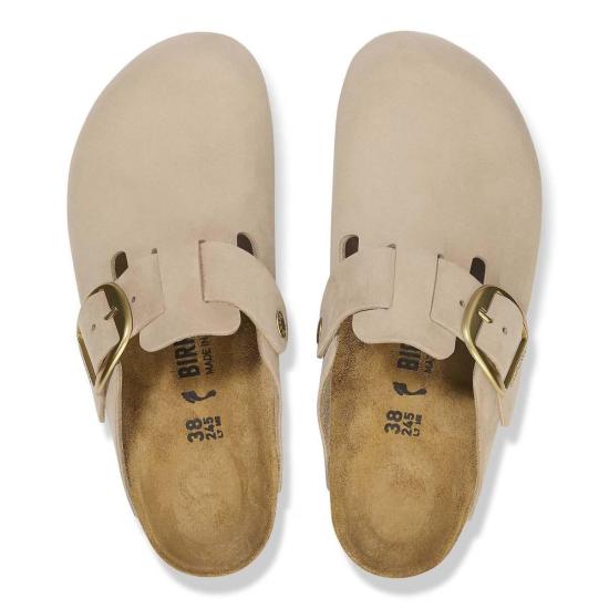  버켄스탁 뮬/슬리퍼 보스턴 빅 버클 누벅 가죽 내로우 클로그 - BIRKENSTOCK