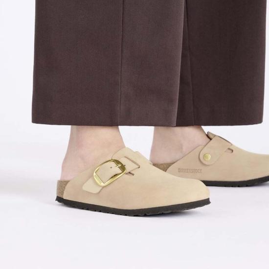  버켄스탁 뮬/슬리퍼 보스턴 빅 버클 누벅 가죽 내로우 클로그 - BIRKENSTOCK
