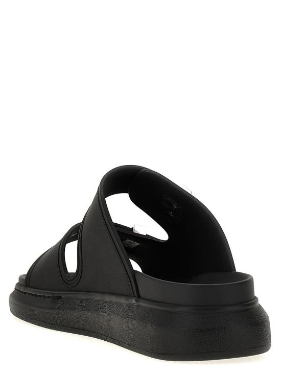  알렉산더 맥퀸 샌들 더블 밴드 러버 슬라이드 블랙 - ALEXANDER MCQUEEN