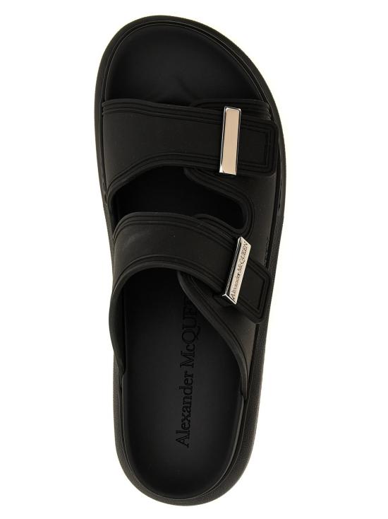  알렉산더 맥퀸 샌들 더블 밴드 러버 슬라이드 블랙 - ALEXANDER MCQUEEN